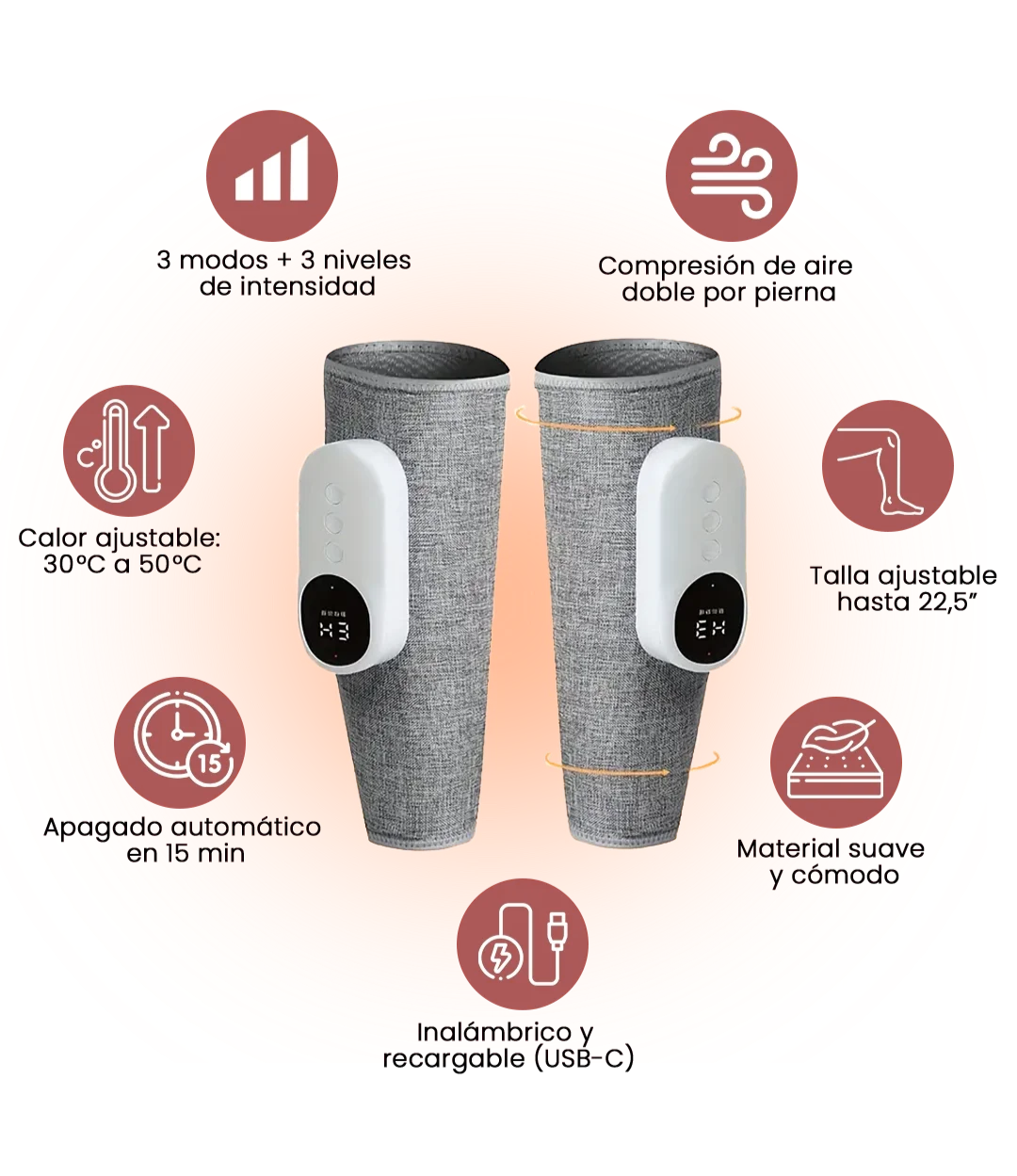 AliviaMax: Masajeador de compresión y calor inteligente